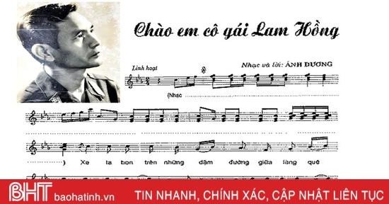 Ảnh tư liệu bản thảo nốt nhạc ca khúc Chào em cô gái Lam Hồng của nhạc sĩ Ánh Dương
